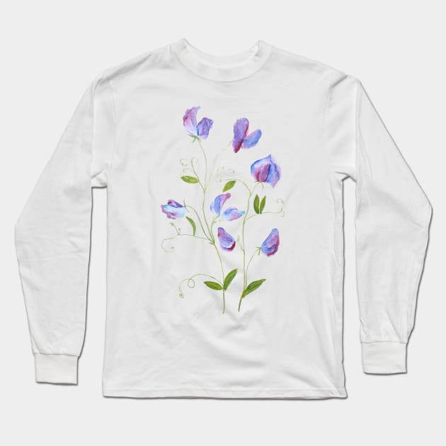 purple sweat peas flowers 2021 Long Sleeve T-Shirt by colorandcolor